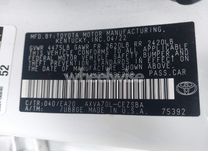 Photo 9 of 2022 Toyota Camry SE (VIN 4T1G11AK5NU686288)