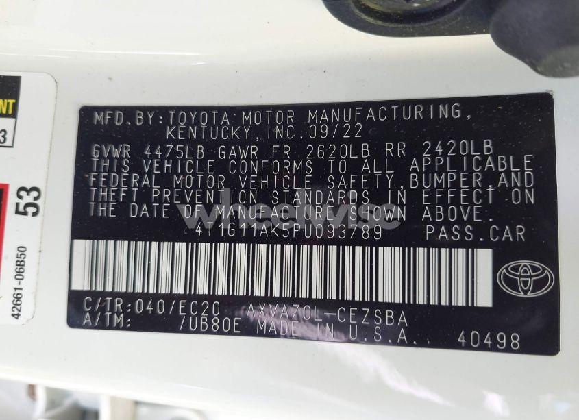 Photo 9 of 2023 Toyota Camry SE NIGHTSHADE EDITION (VIN 4T1G11AK5PU093789)