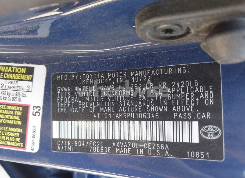 Photo 9 of 2023 Toyota Camry SE NIGHTSHADE EDITION (VIN 4T1G11AK5PU106346)