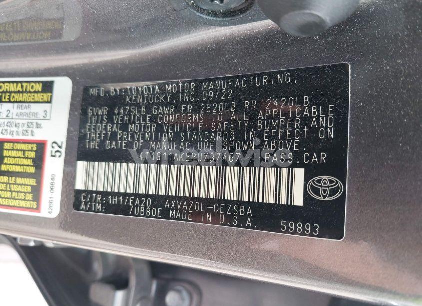 Photo 9 of 2023 Toyota Camry SE (VIN 4T1G11AK5PU737467)