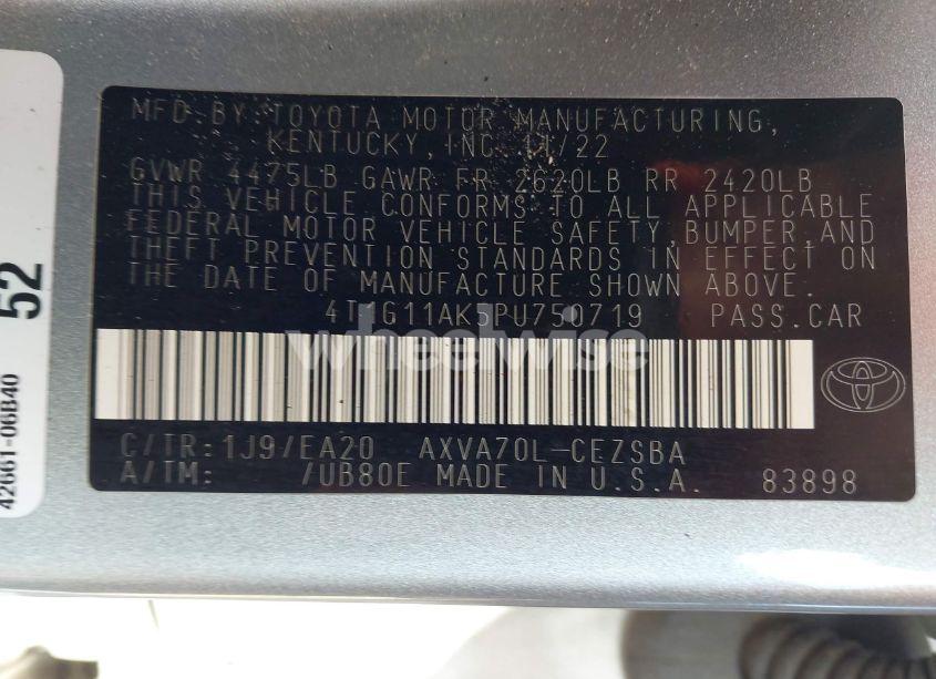 Photo 9 of 2023 Toyota Camry SE (VIN 4T1G11AK5PU750719)