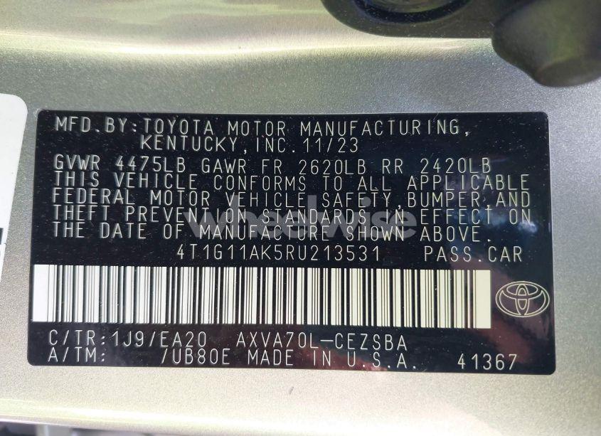 Photo 9 of 2024 Toyota Camry SE (VIN 4T1G11AK5RU213531)