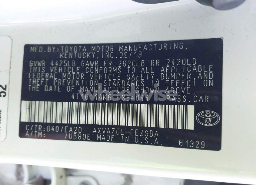 Photo 9 of 2020 Toyota Camry SE (VIN 4T1G11AK6LU864044)