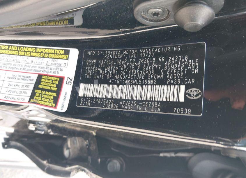 Photo 9 of 2021 Toyota Camry SE (VIN 4T1G11AK6MU516682)