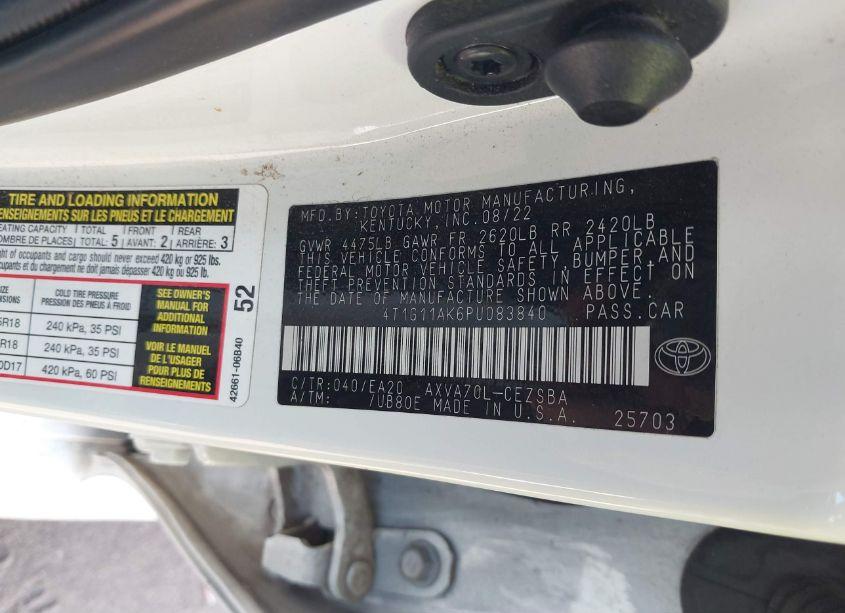 Photo 9 of 2023 Toyota Camry SE (VIN 4T1G11AK6PU083840)