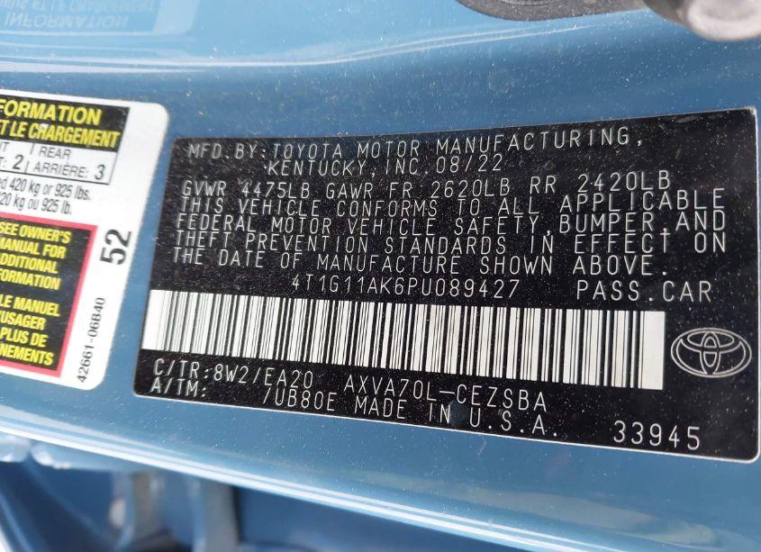 Photo 9 of 2023 Toyota Camry SE (VIN 4T1G11AK6PU089427)