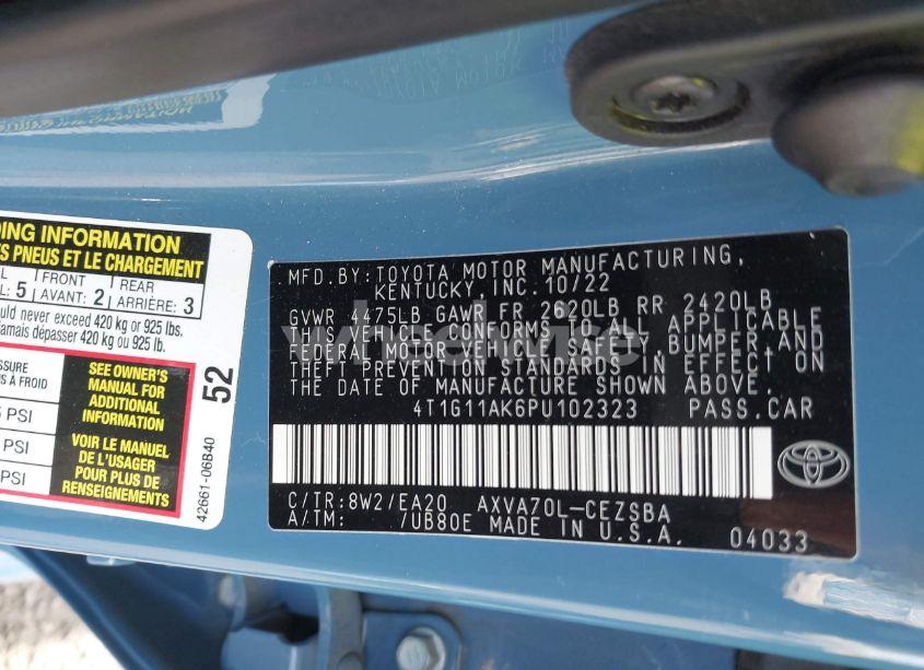 Photo 9 of 2023 Toyota Camry SE (VIN 4T1G11AK6PU102323)