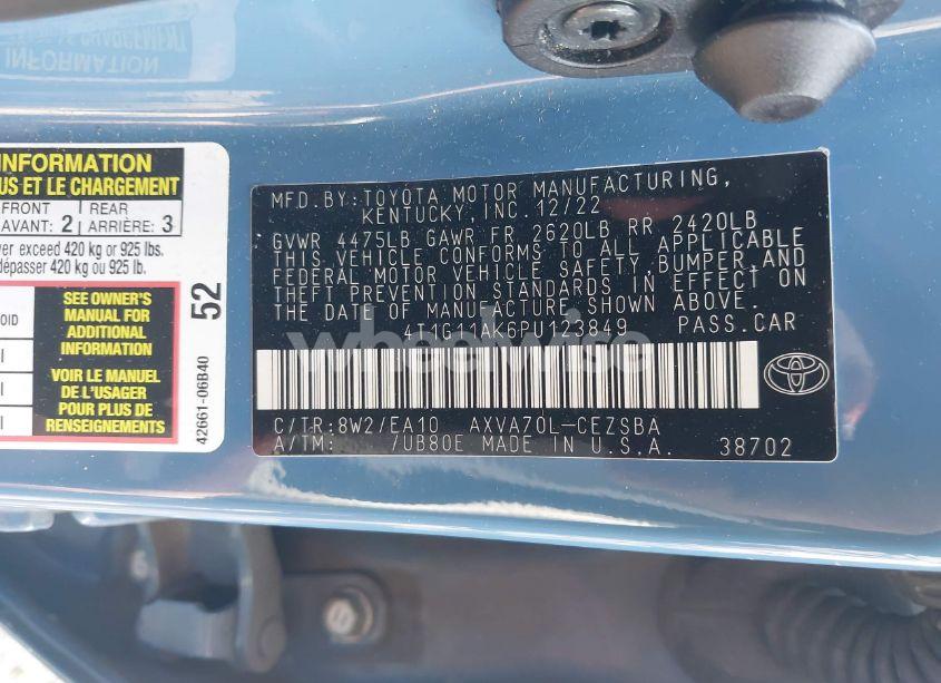 Photo 9 of 2023 Toyota Camry SE (VIN 4T1G11AK6PU123849)