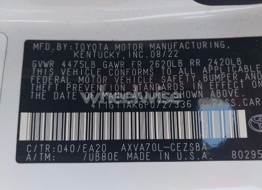 Photo 9 of 2023 Toyota Camry SE (VIN 4T1G11AK6PU727336)