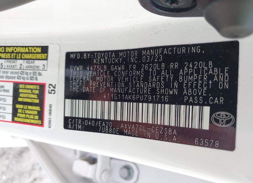 Photo 9 of 2023 Toyota Camry SE (VIN 4T1G11AK6PU791716)