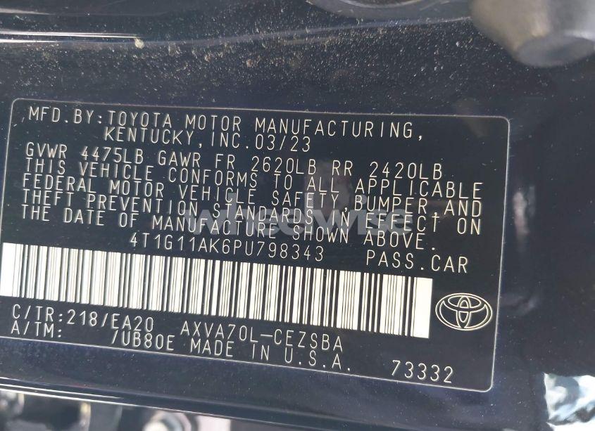 Photo 9 of 2023 Toyota Camry SE (VIN 4T1G11AK6PU798343)