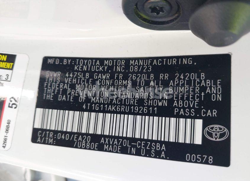 Photo 9 of 2024 Toyota Camry SE (VIN 4T1G11AK6RU192611)