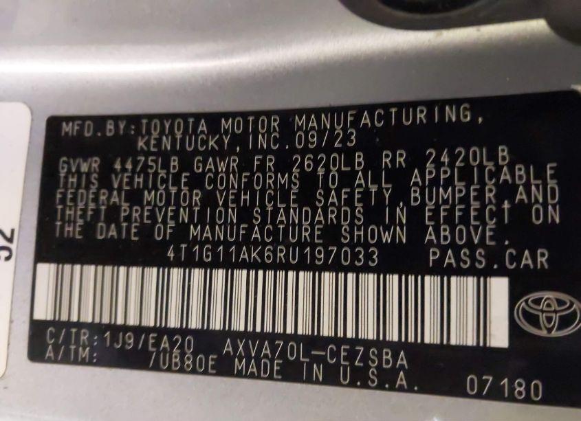 Photo 9 of 2024 Toyota Camry SE (VIN 4T1G11AK6RU197033)