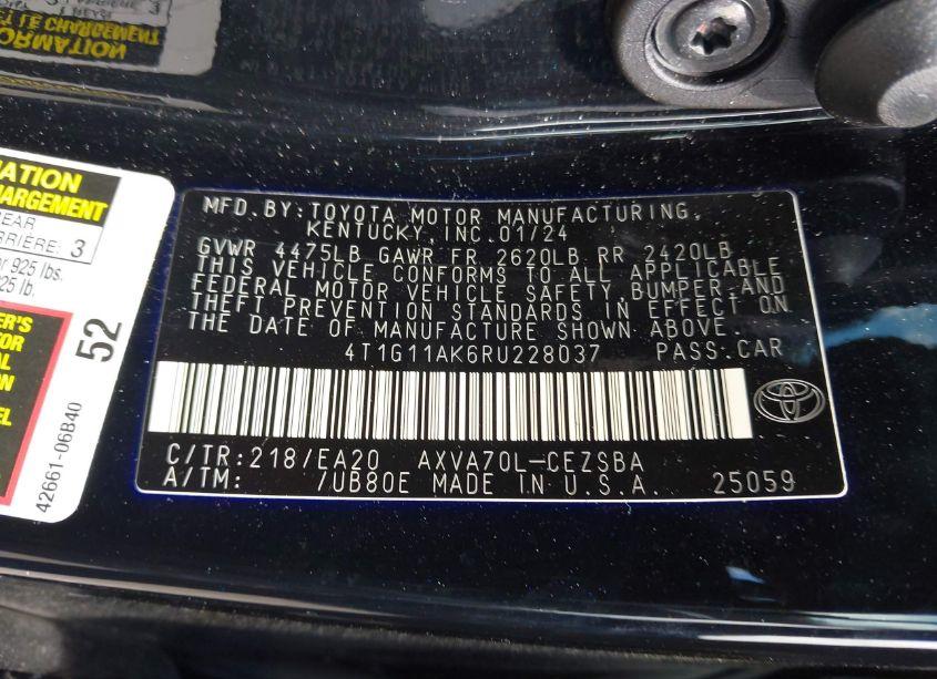 Photo 9 of 2024 Toyota Camry SE (VIN 4T1G11AK6RU228037)
