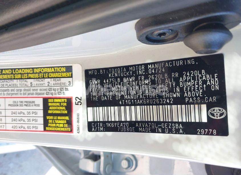 Photo 9 of 2024 Toyota Camry SE (VIN 4T1G11AK6RU263242)