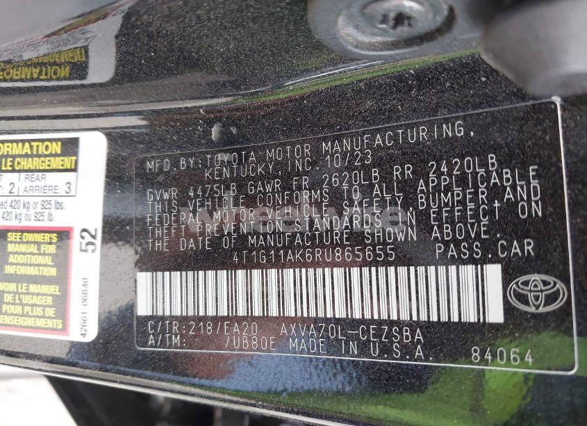 Photo 9 of 2024 Toyota Camry SE (VIN 4T1G11AK6RU865655)