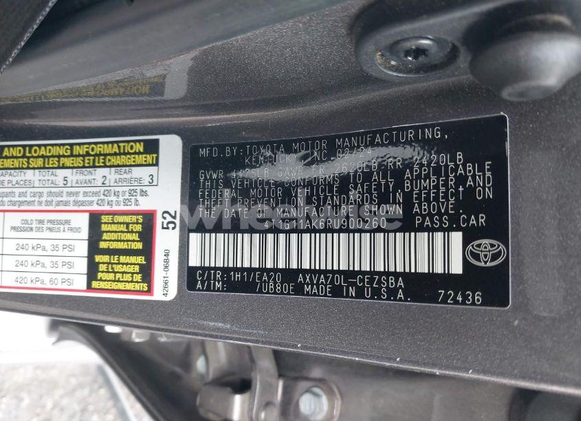 Photo 9 of 2024 Toyota Camry SE (VIN 4T1G11AK6RU900260)