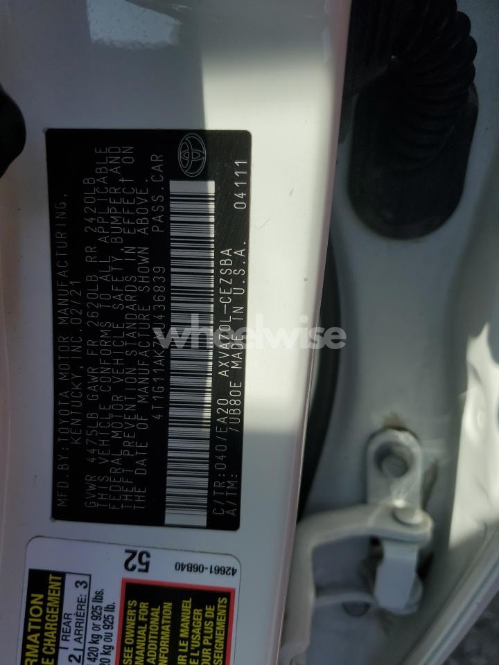 Photo 12 of 2021 TOYOTA CAMRY SE (VIN 4T1G11AK7MU436839)