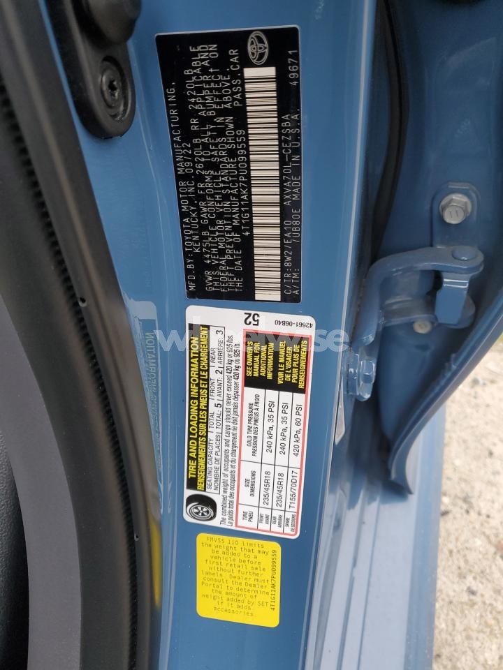 Photo 12 of 2023 TOYOTA CAMRY SE NIGHT SHADE (VIN 4T1G11AK7PU099559)