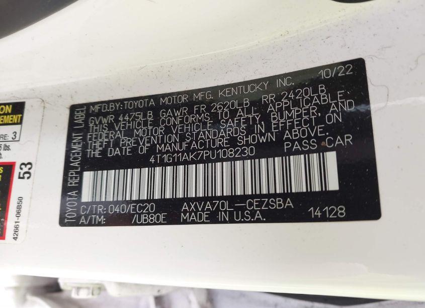 Photo 9 of 2023 Toyota Camry SE NIGHTSHADE EDITION (VIN 4T1G11AK7PU108230)