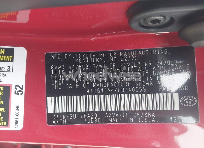 Photo 9 of 2023 Toyota Camry SE (VIN 4T1G11AK7PU140059)