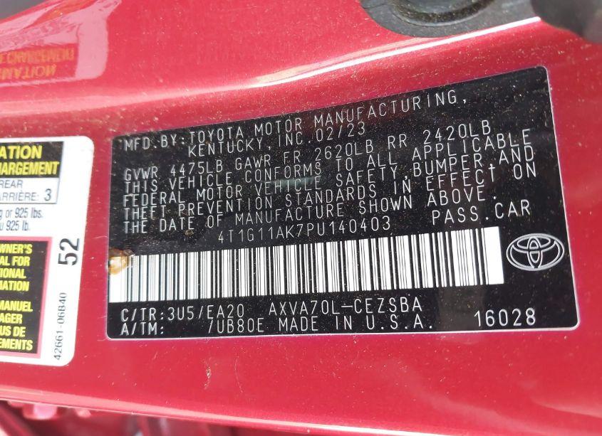 Photo 9 of 2023 Toyota Camry SE (VIN 4T1G11AK7PU140403)