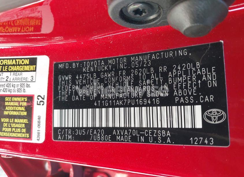 Photo 9 of 2023 Toyota Camry SE (VIN 4T1G11AK7PU169416)