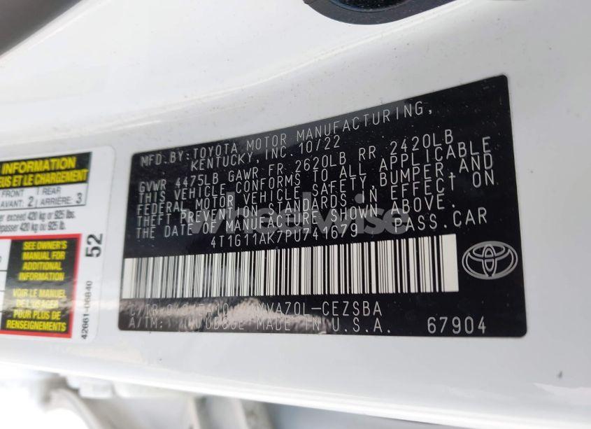 Photo 9 of 2023 Toyota Camry SE (VIN 4T1G11AK7PU741679)