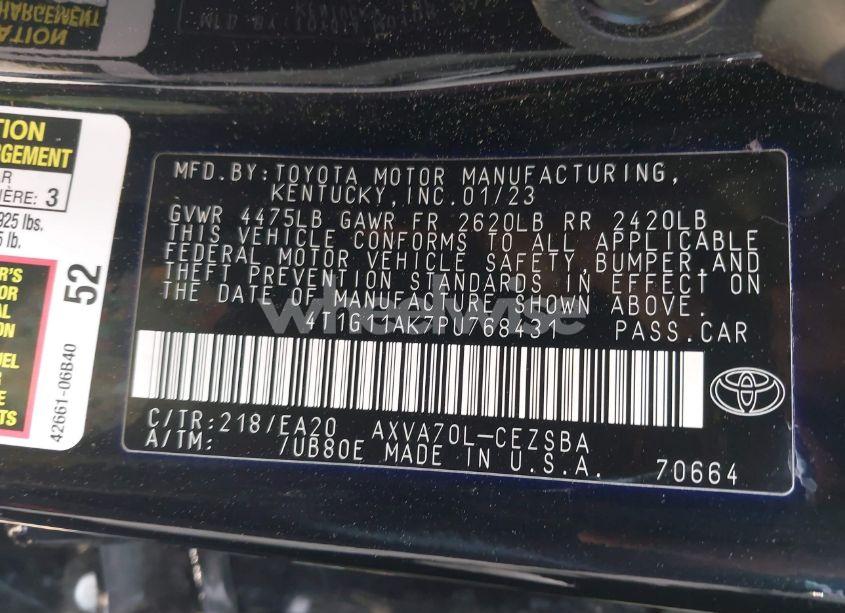 Photo 9 of 2023 Toyota Camry SE (VIN 4T1G11AK7PU768431)