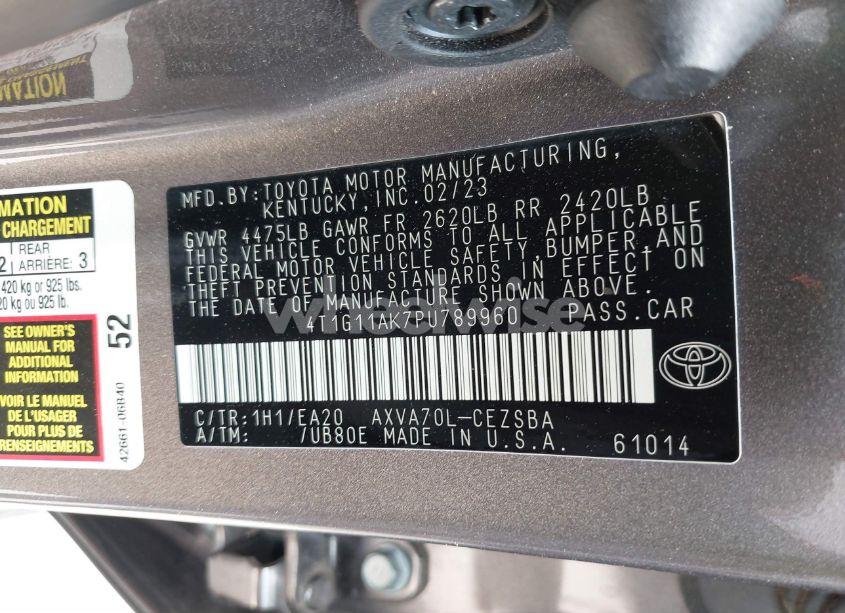 Photo 9 of 2023 Toyota Camry SE (VIN 4T1G11AK7PU789960)