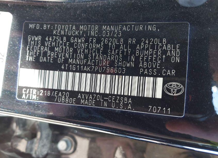 Photo 9 of 2023 Toyota Camry SE (VIN 4T1G11AK7PU796603)