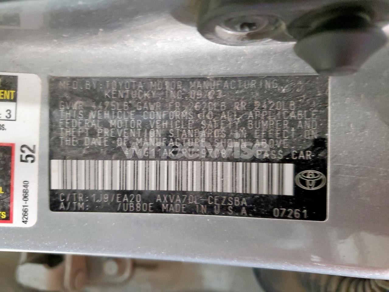 Photo 12 of 2024 TOYOTA CAMRY SE NIGHT SHADE (VIN 4T1G11AK7RU197087)