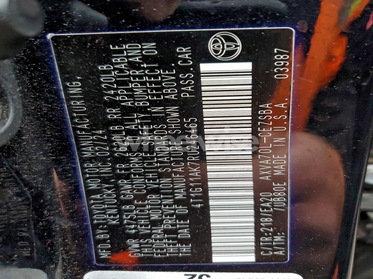 Photo 13 of 2024 TOYOTA CAMRY SE NIGHT SHADE (VIN 4T1G11AK7RU246465)