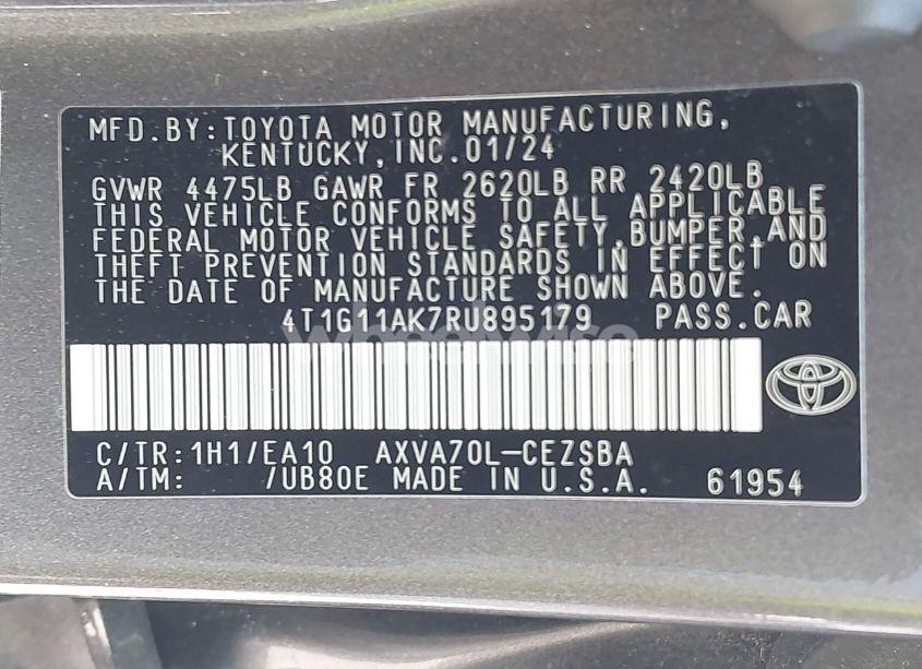 Photo 9 of 2024 Toyota Camry SE (VIN 4T1G11AK7RU895179)
