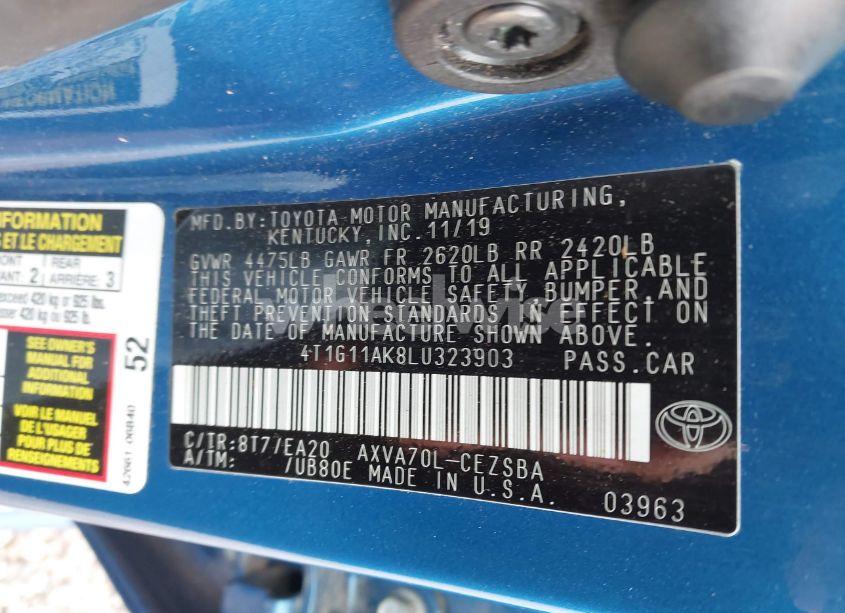 Photo 9 of 2020 Toyota Camry SE (VIN 4T1G11AK8LU323903)