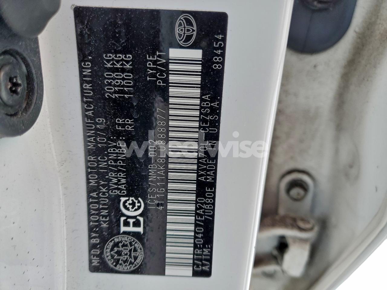 Photo 12 of 2020 TOYOTA CAMRY SE (VIN 4T1G11AK8LU888877)