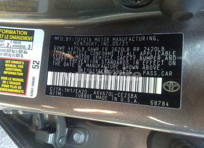 Photo 9 of 2021 Toyota Camry SE (VIN 4T1G11AK8MU590475)