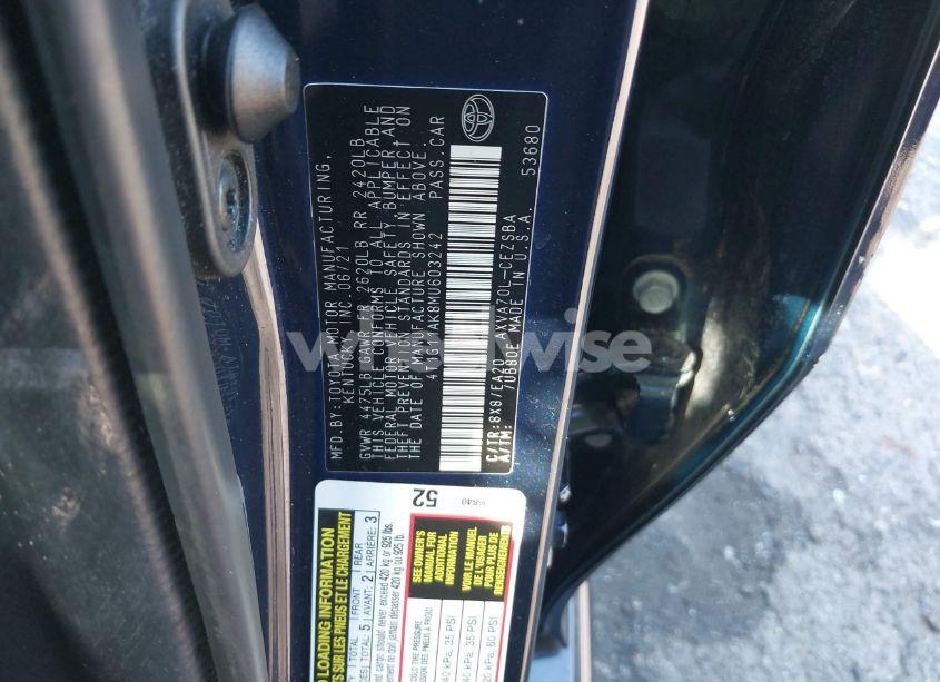 Photo 9 of 2021 Toyota Camry SE (VIN 4T1G11AK8MU603242)