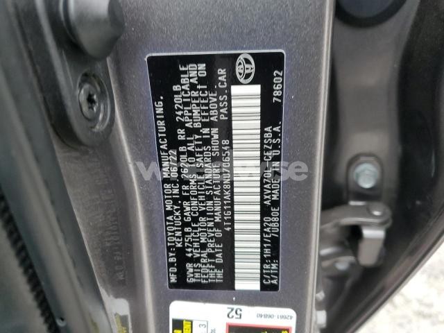 Photo 9 of 2022 TOYOTA CAMRY SE (VIN 4T1G11AK8NU706548)