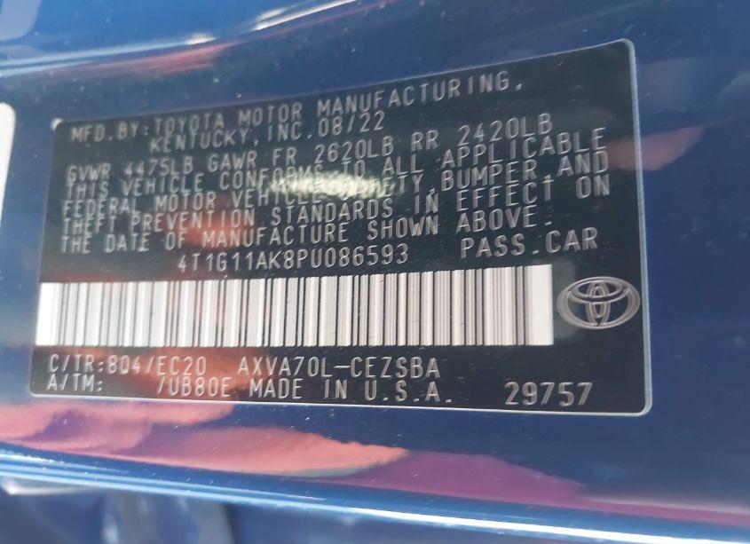 Photo 9 of 2023 Toyota Camry SE NIGHTSHADE EDITION (VIN 4T1G11AK8PU086593)