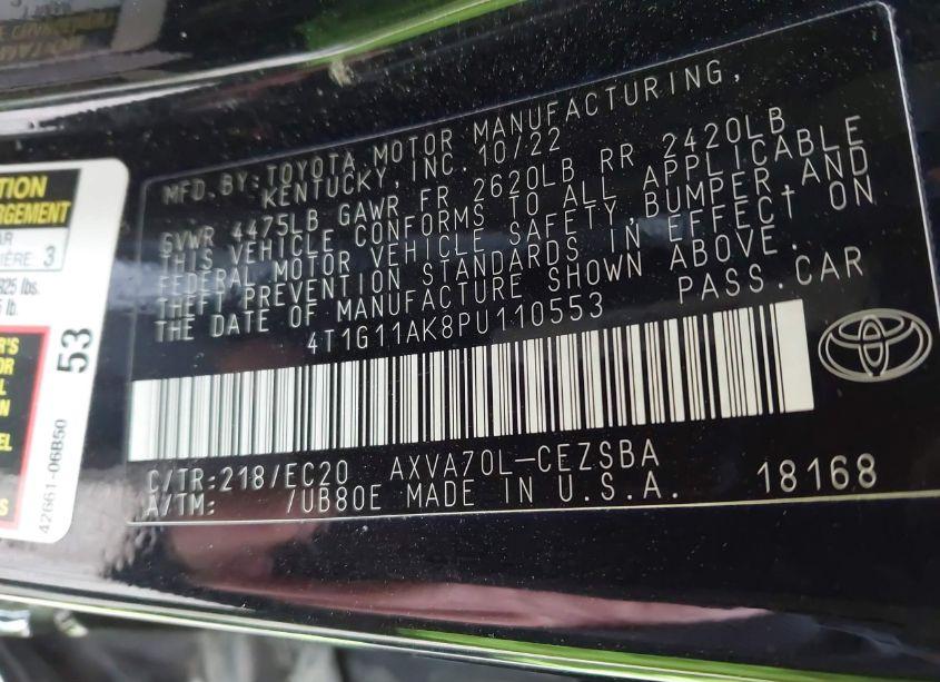 Photo 9 of 2023 Toyota Camry SE NIGHTSHADE EDITION (VIN 4T1G11AK8PU110553)