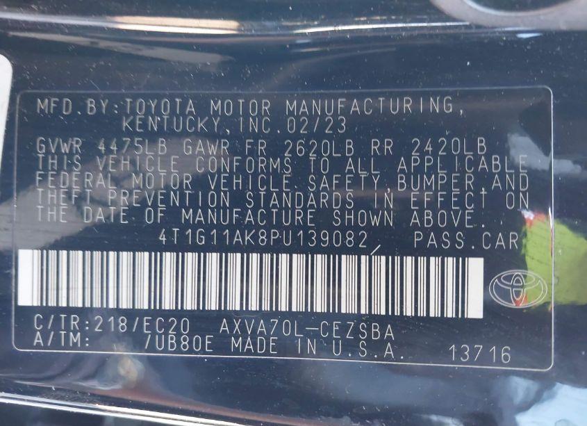 Photo 9 of 2023 Toyota Camry SE NIGHTSHADE EDITION (VIN 4T1G11AK8PU139082)
