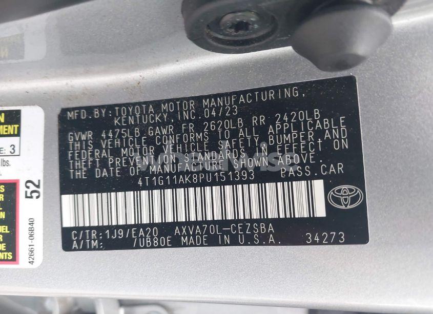 Photo 9 of 2023 Toyota Camry SE (VIN 4T1G11AK8PU151393)