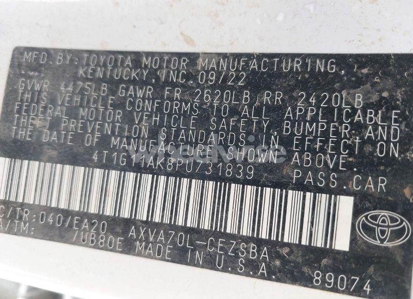 Photo 9 of 2023 Toyota Camry SE (VIN 4T1G11AK8PU731839)