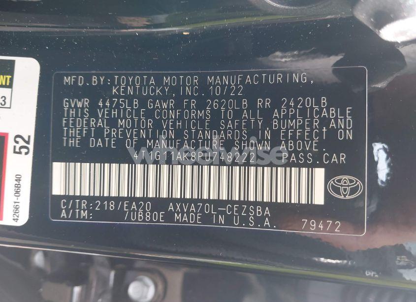 Photo 9 of 2023 Toyota Camry SE (VIN 4T1G11AK8PU748222)