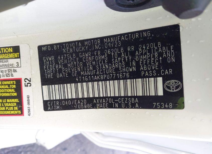 Photo 9 of 2023 Toyota Camry SE (VIN 4T1G11AK8PU771676)