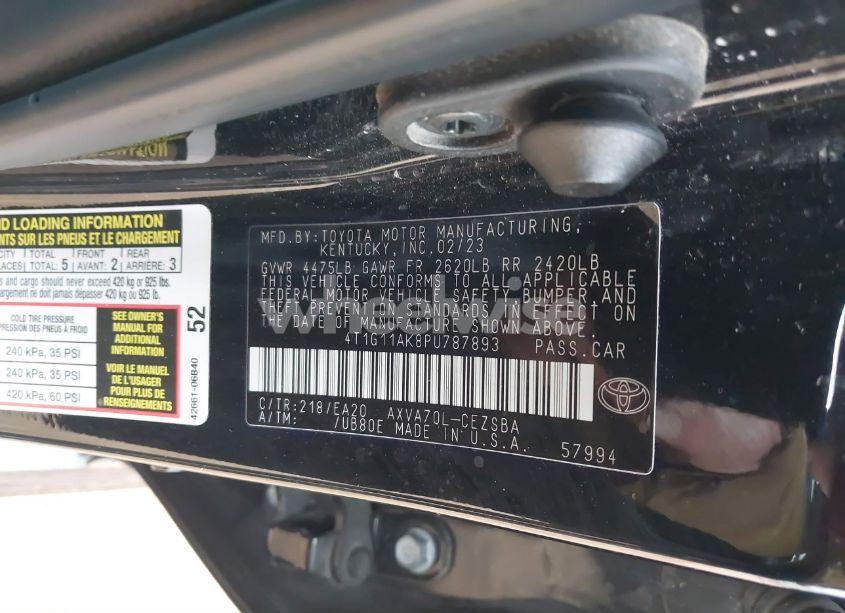 Photo 9 of 2023 Toyota Camry SE (VIN 4T1G11AK8PU787893)