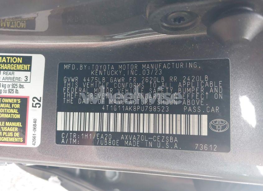 Photo 9 of 2023 Toyota Camry SE (VIN 4T1G11AK8PU798523)