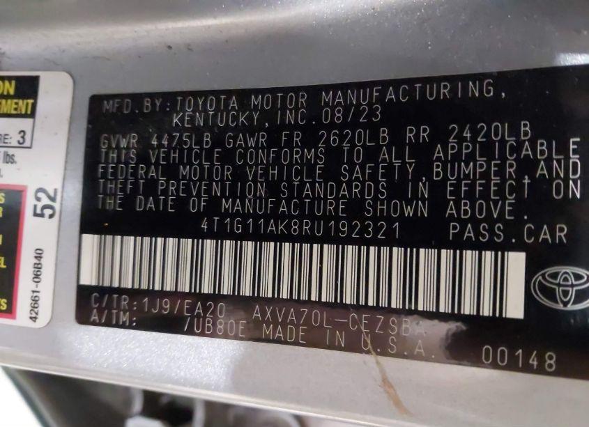 Photo 9 of 2024 Toyota Camry SE (VIN 4T1G11AK8RU192321)
