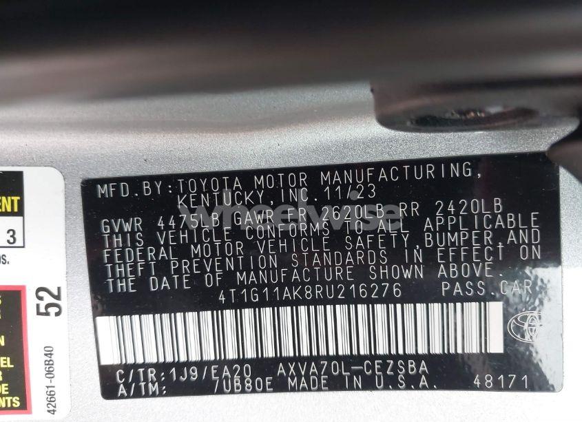 Photo 9 of 2024 Toyota Camry SE (VIN 4T1G11AK8RU216276)